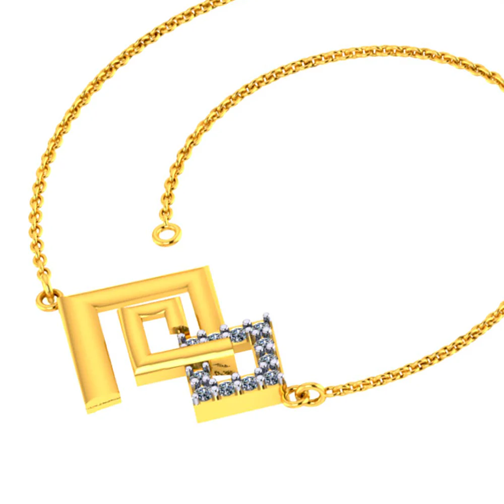 Gorgeous 14k Gold And Diamond Geometric Designer Bracelet From Pc Chandra Diamond Collection - Image 3