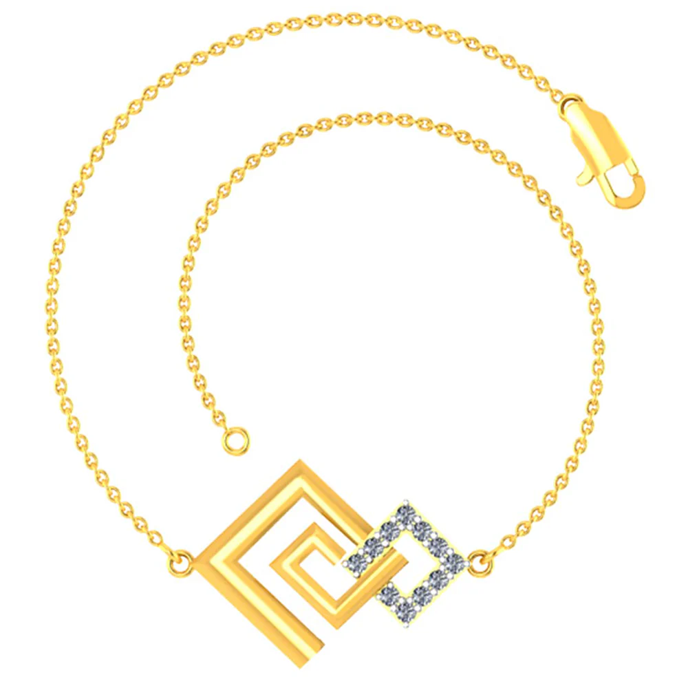 Gorgeous 14k Gold And Diamond Geometric Designer Bracelet From Pc Chandra Diamond Collection - Image 4