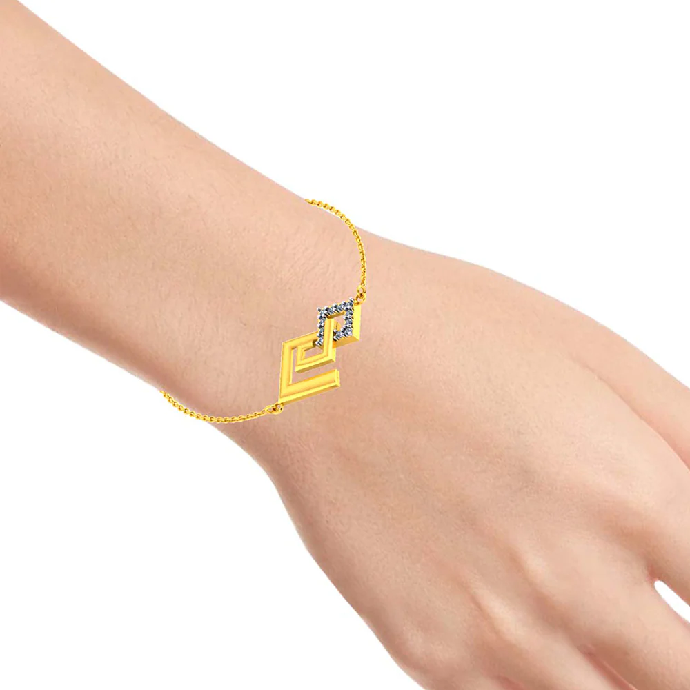 Gorgeous 14k Gold And Diamond Geometric Designer Bracelet From Pc Chandra Diamond Collection - Image 5
