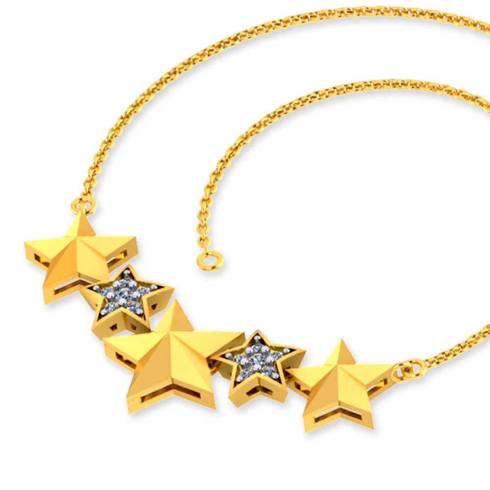Gorgeous 14k Gold And Diamond Studded Bracelet With Stars Design For Women From Pc Chandra Jewellers - Image 3