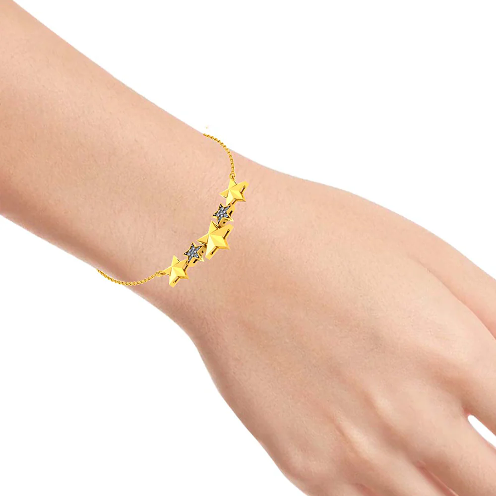 Gorgeous 14k Gold And Diamond Studded Bracelet With Stars Design For Women From Pc Chandra Jewellers - Image 5