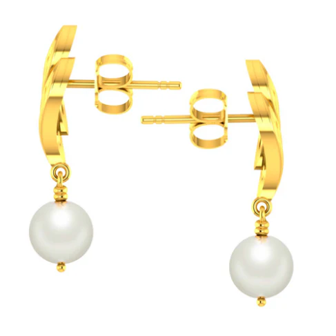 Gorgeous 18k Gold Pearl Dangler Earrings For Women From Pc Chandra - Image 4