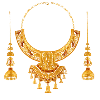 Gorgeous Regal 22k Gold Necklace Earrings Set For Bride