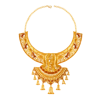 Gorgeous Regal 22k Gold Necklace Earrings Set For Bride - Image 2