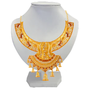 Gorgeous Regal 22k Gold Necklace Earrings Set For Bride - Image 6