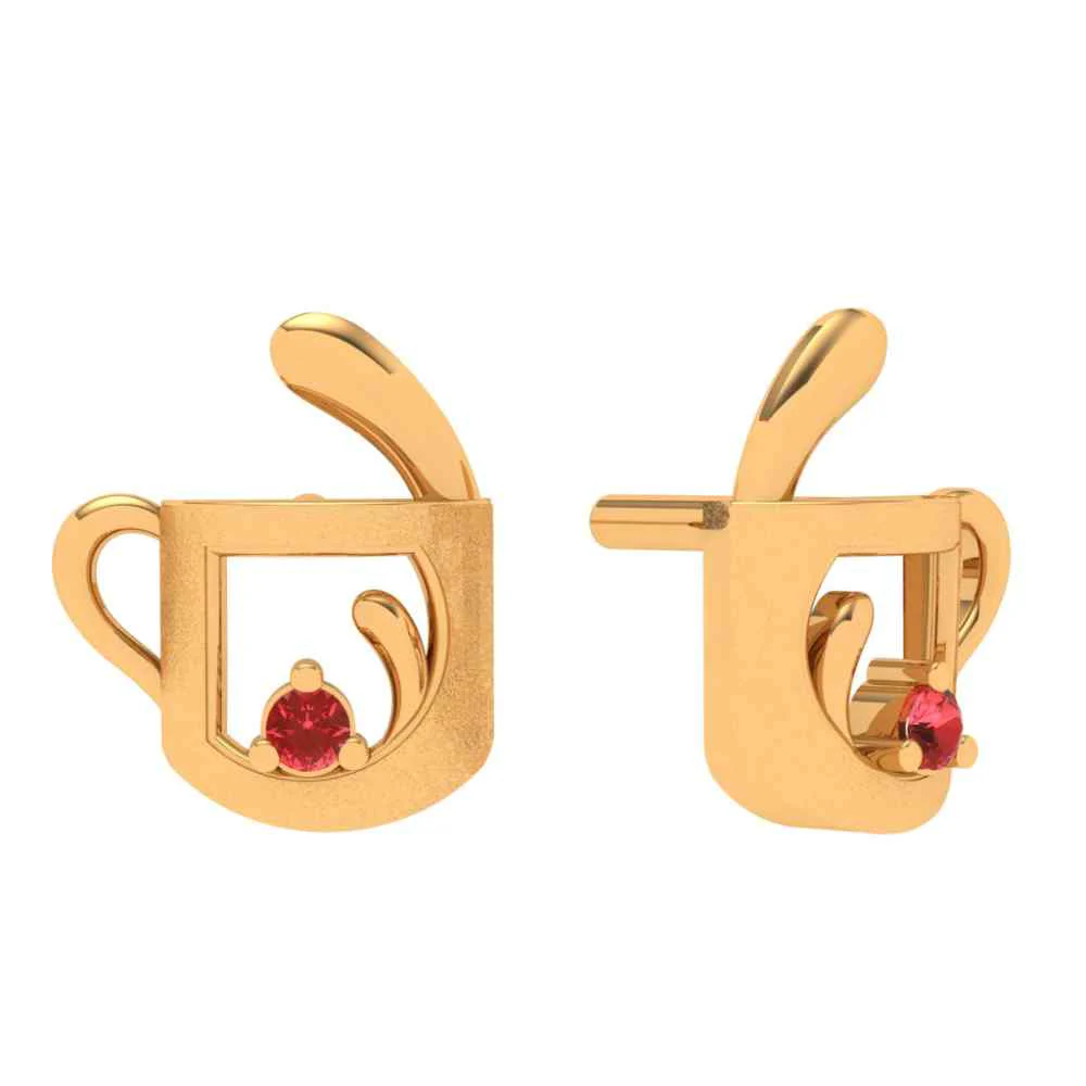 Growing Floral With 18k Gold Cup Earring - Image 2