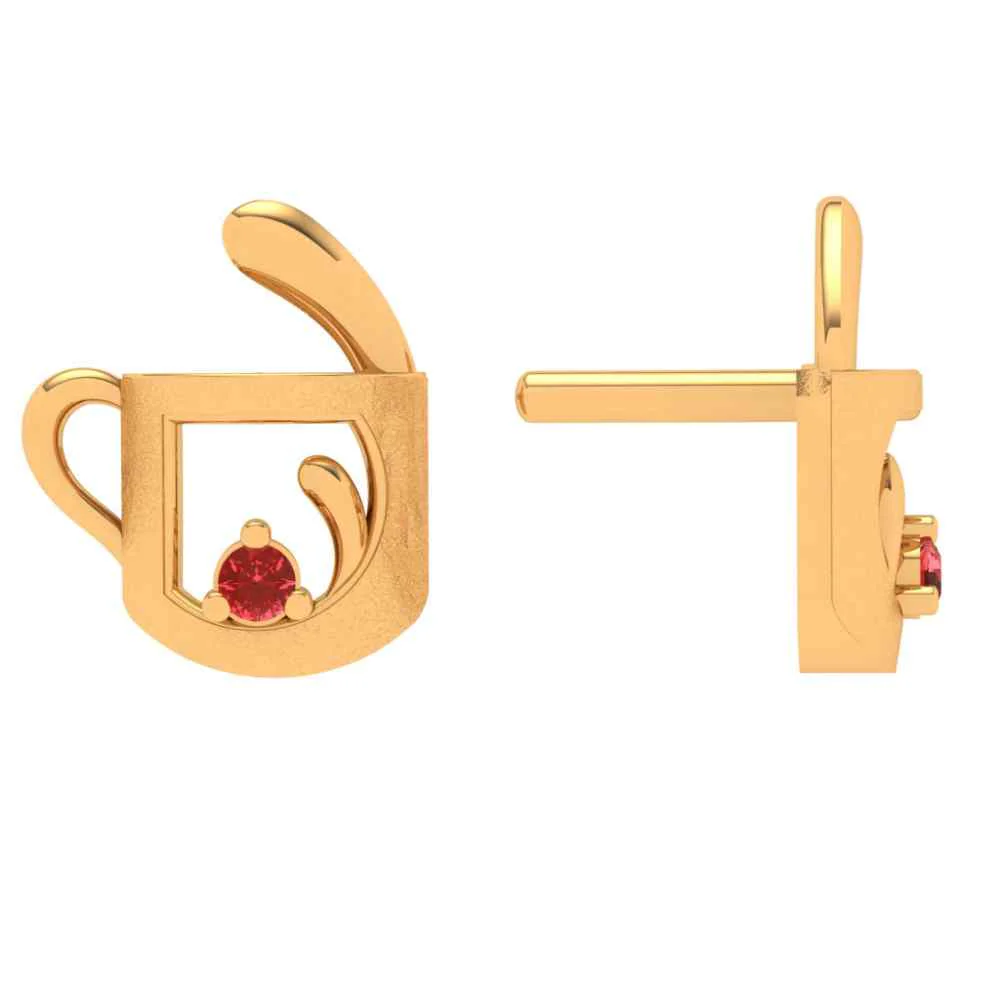 Growing Floral With Gold Cup Earring - Image 3