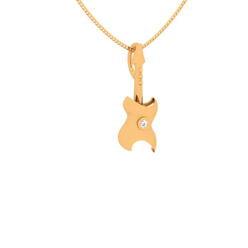 Guitar Style Yellow 18k Gold Diamond Pendant - Image 4