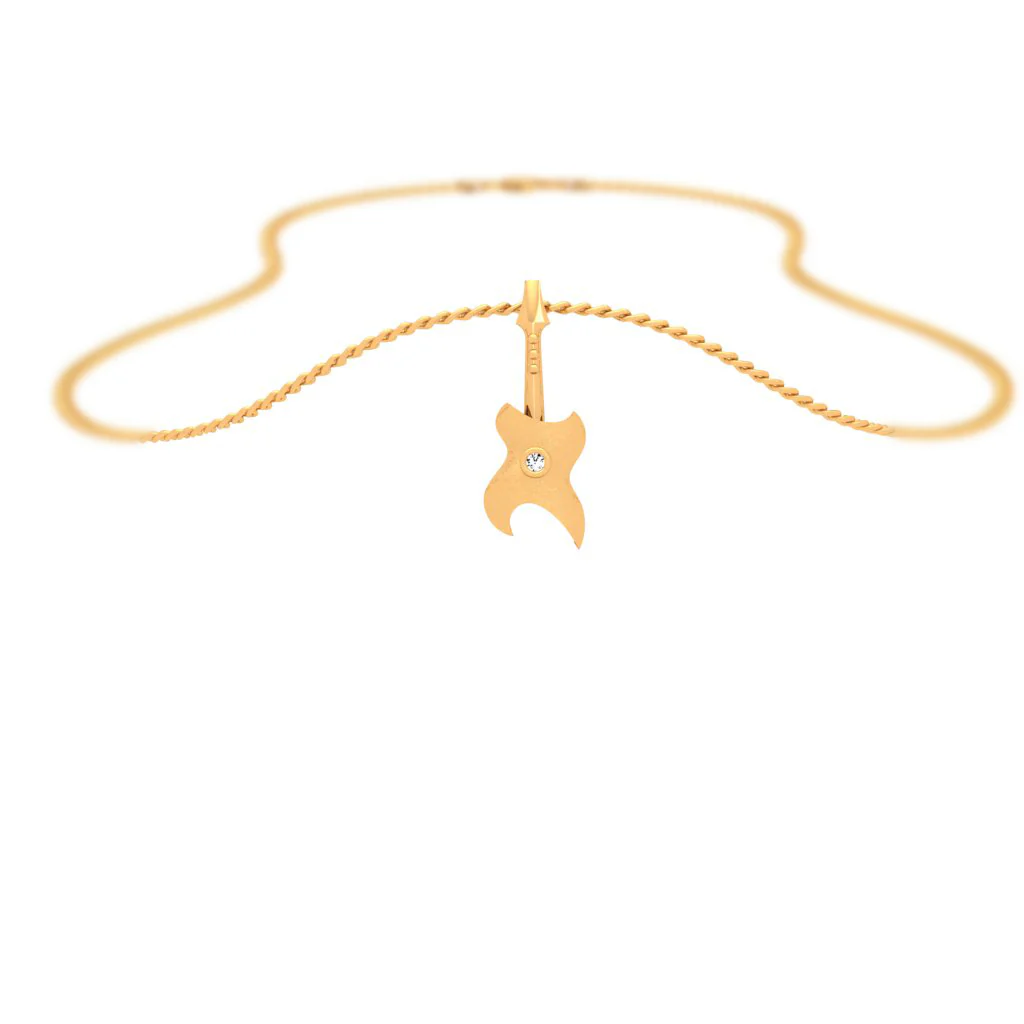 Guitar Style Yellow 18k Gold Diamond Pendant - Image 5