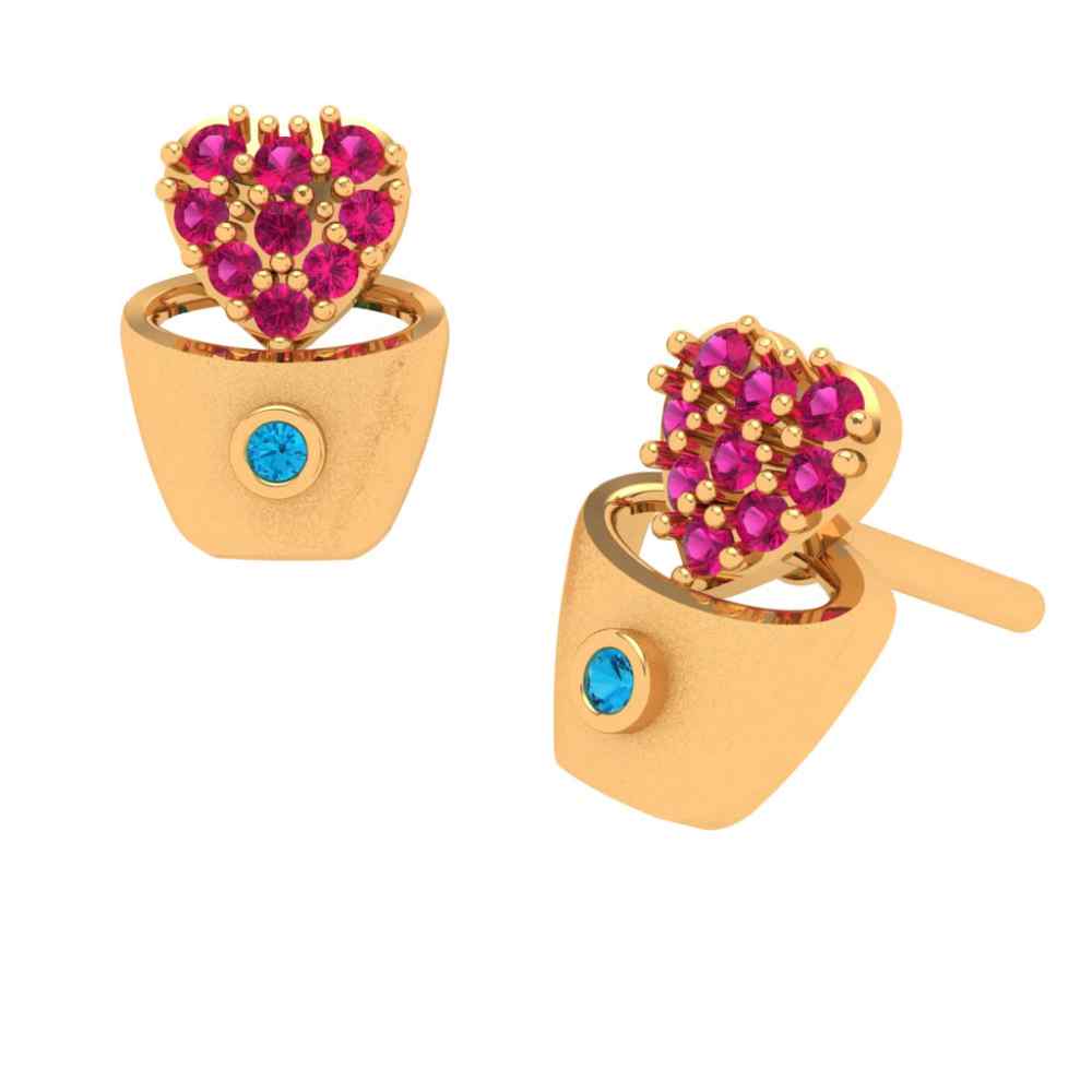 Heart Crystal Studded 18k Gold Earring - Image 5