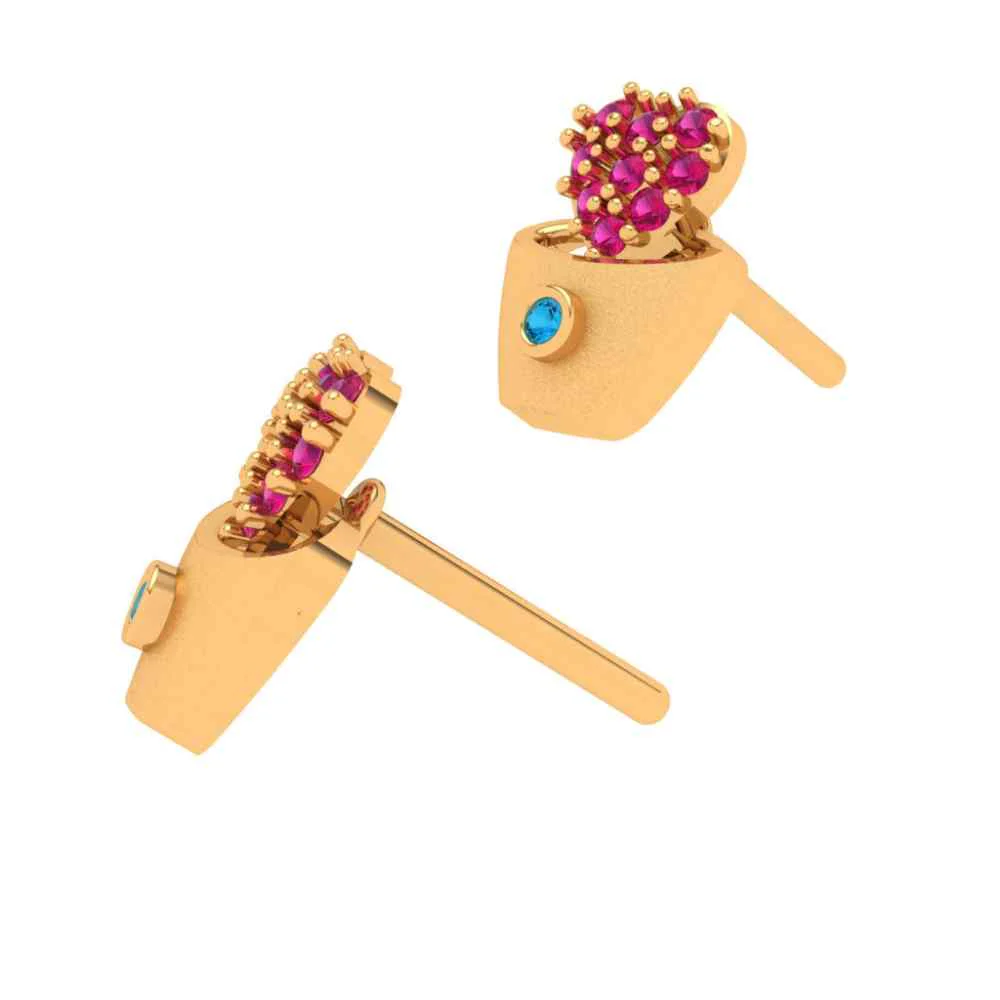 Heart Crystal Studded 18k Gold Earring - Image 6