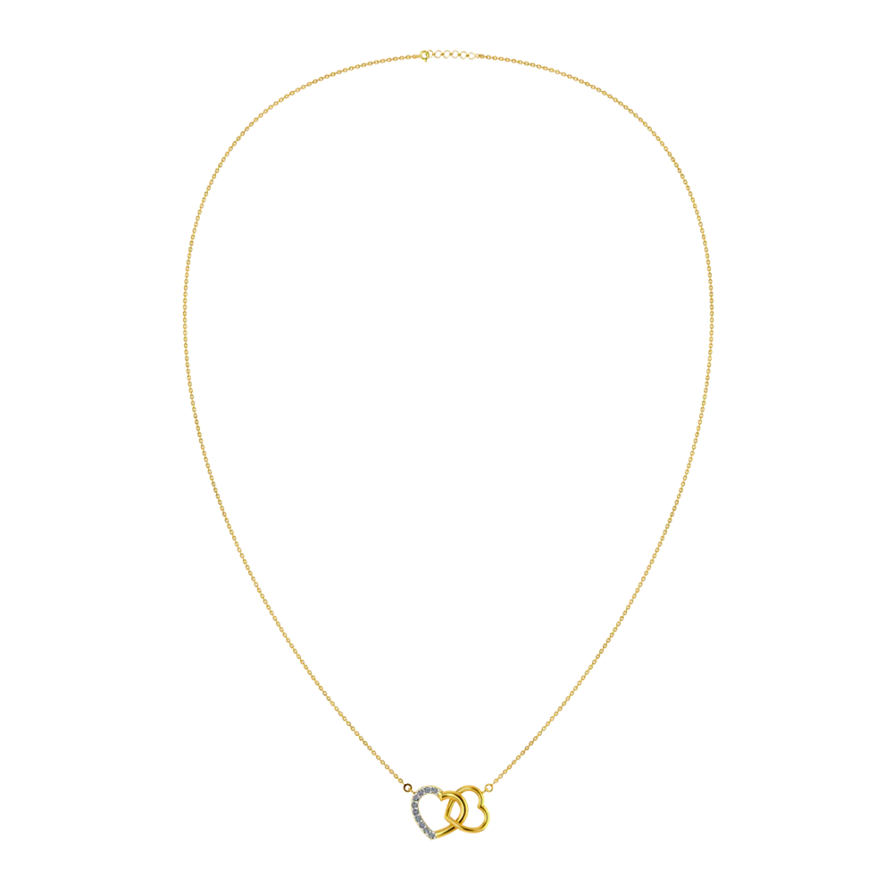 Heart-lock Themed Diamond-studded Gold Necklace