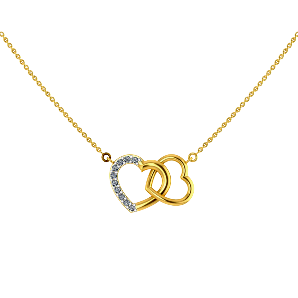 Heart-lock Themed Diamond-studded Gold Necklace - Image 2
