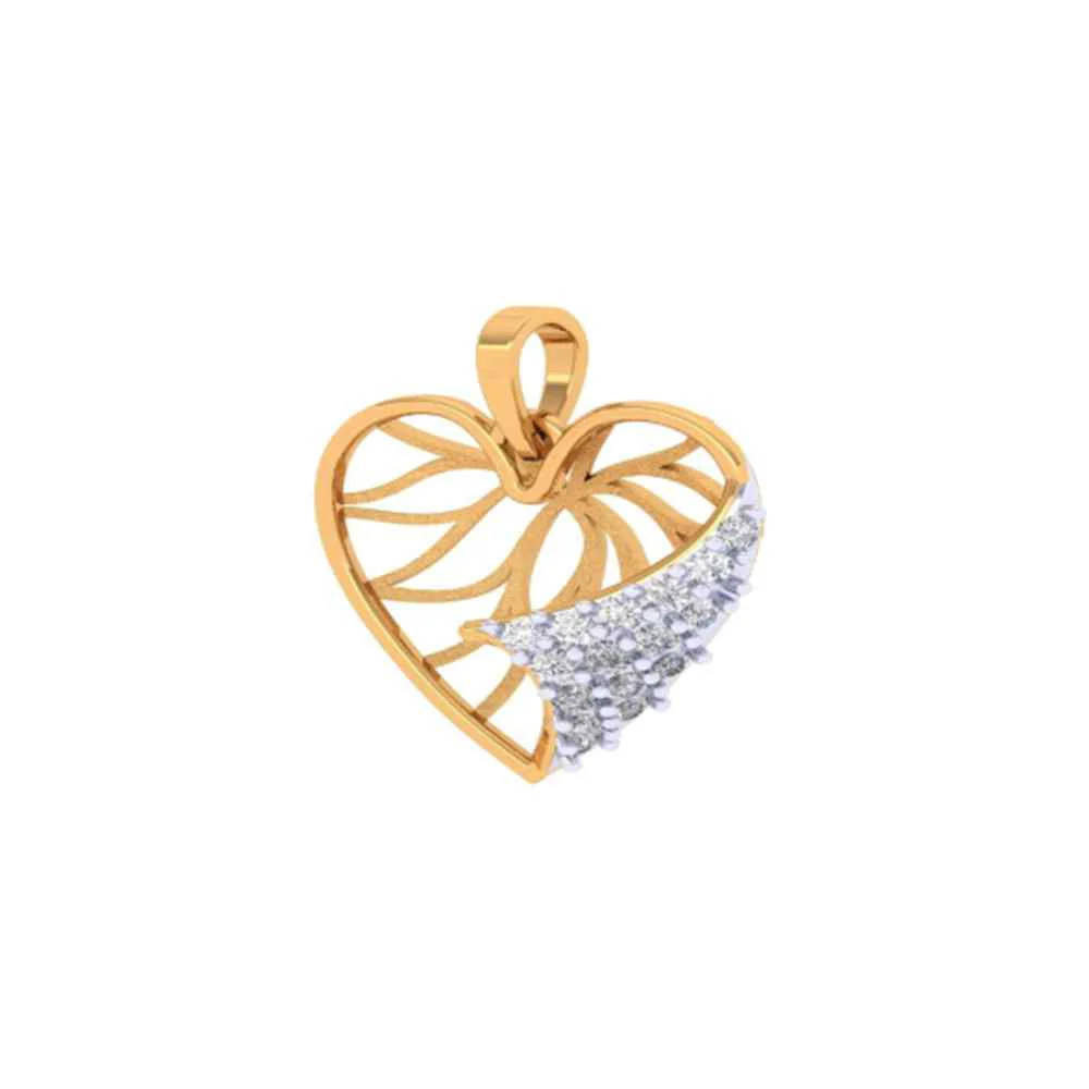 Heart Shaped Gold Pendant Design Studded With Stone - Image 2