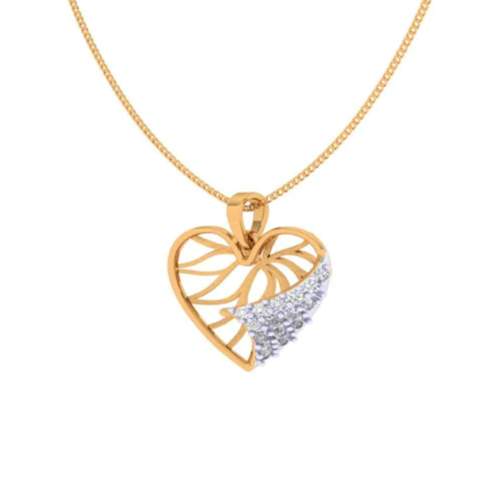 Heart Shaped Gold Pendant Design Studded With Stone - Image 5
