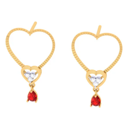 Heart Themed Latest Design Of Gold Earrings - Image 4