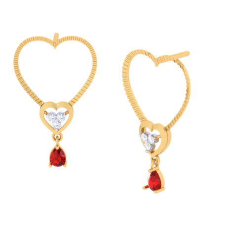 Heart Themed Latest Design Of Gold Earrings - Image 6