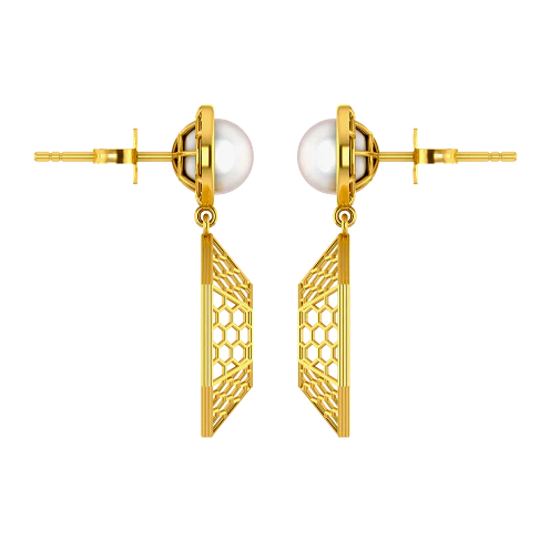 Hexad Honeycomb Gold Earring - Image 4