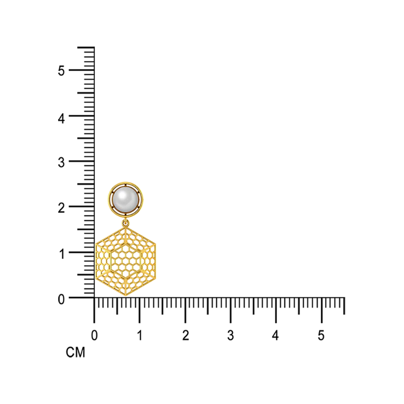Hexad Honeycomb Gold Earring - Image 7