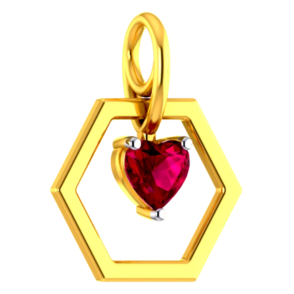 Hexagonal 18k Gold Pendant With A American Diamond-studded Mini Heart - Image 3