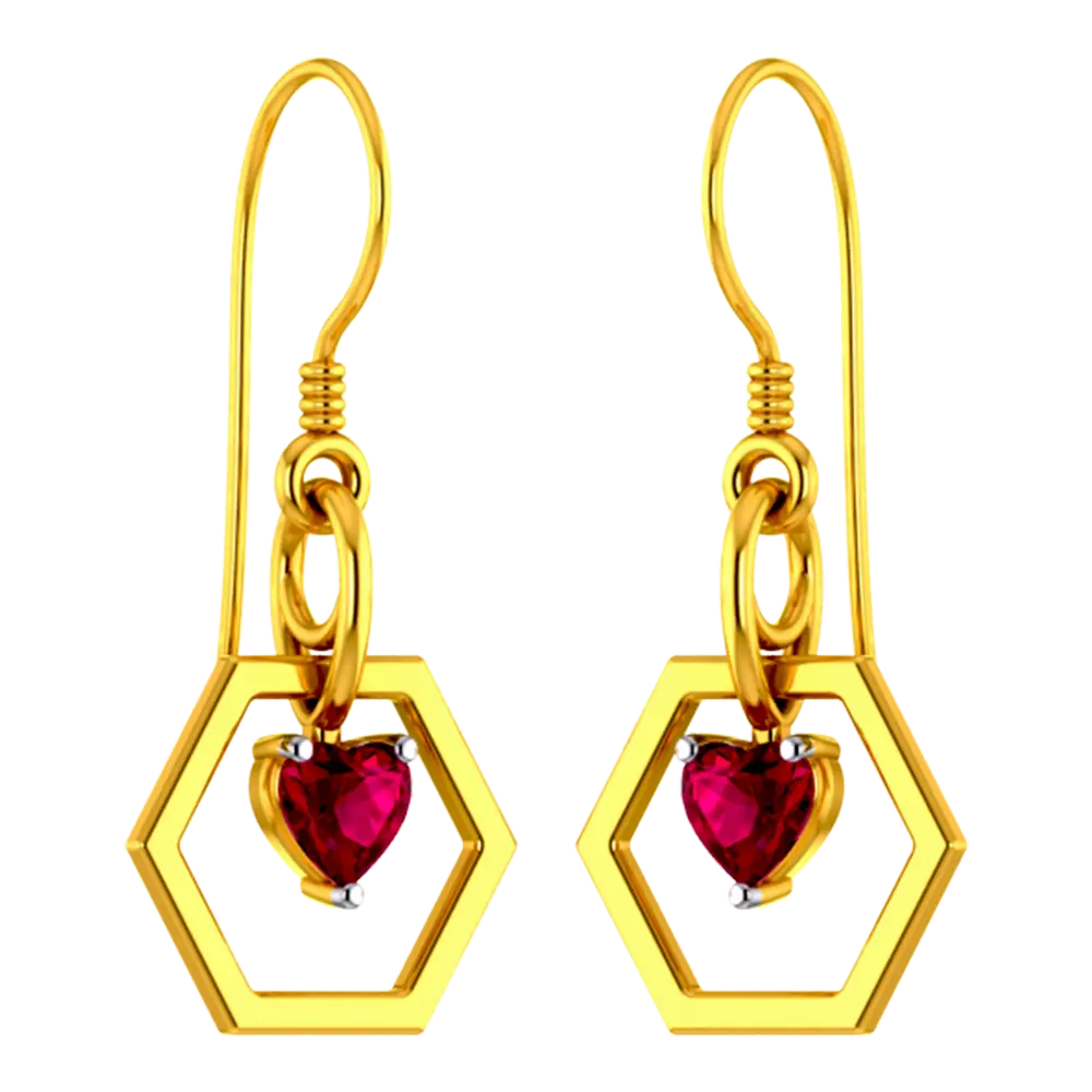 Hexagonal 22k Gold Ring With A Mini Heart Pendant - Image 2
