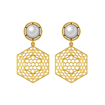 Honey Comb Motif Gold Earrings