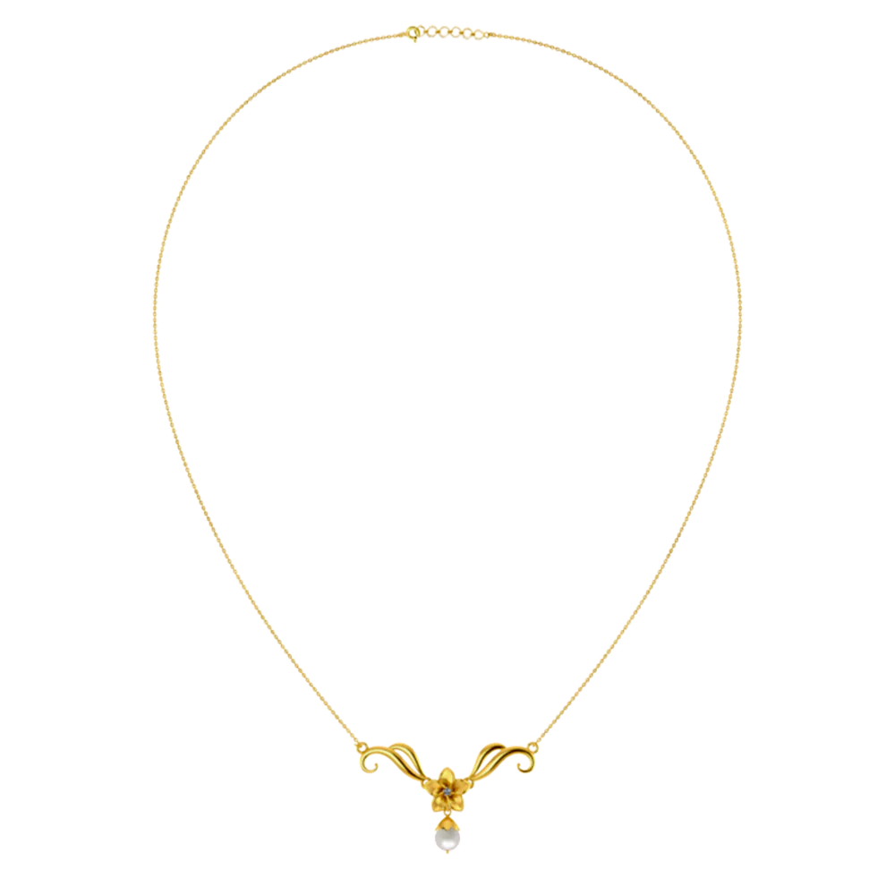 Hypnotic Gold And Diamond Floral Design Necklace