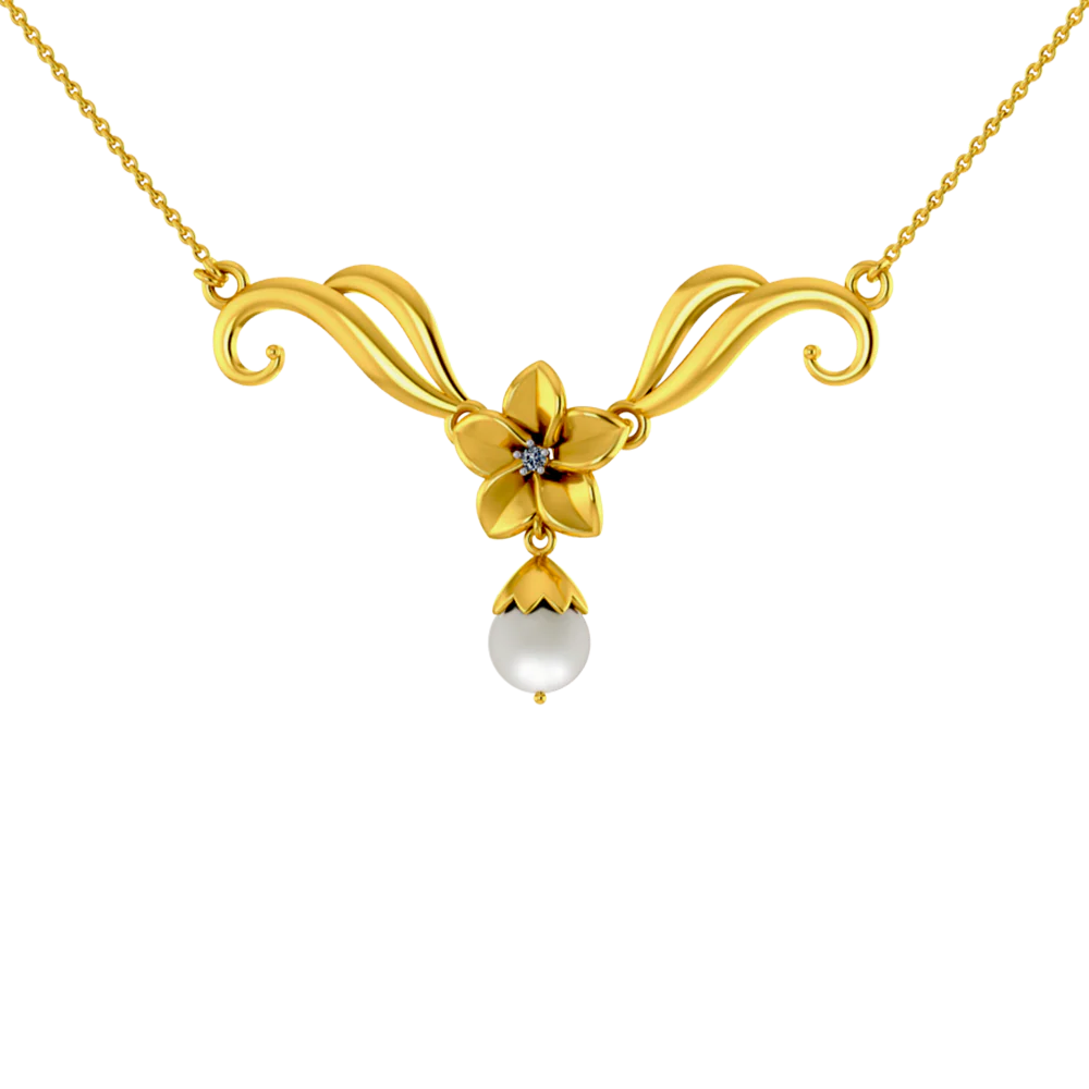 Hypnotic Gold And Diamond Floral Design Necklace - Image 2