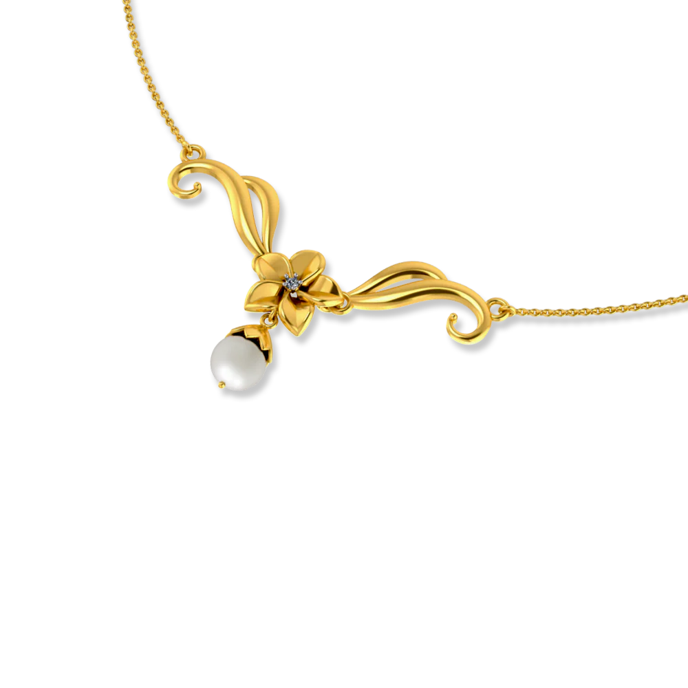 Hypnotic Gold And Diamond Floral Design Necklace - Image 3