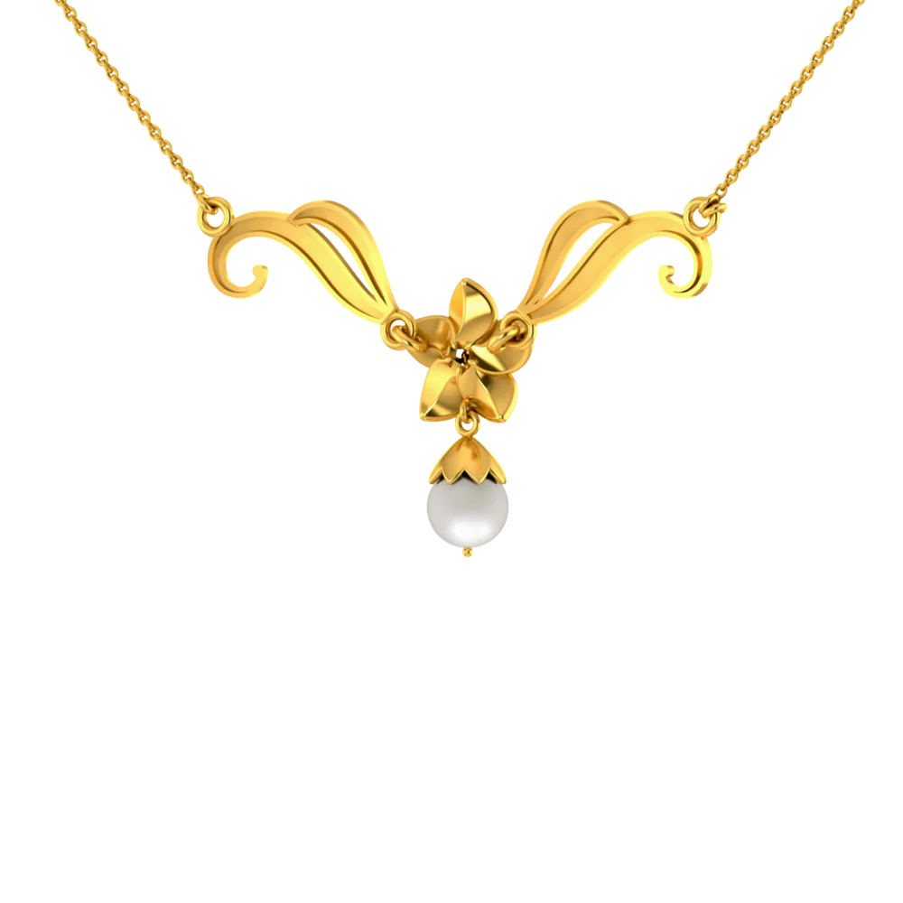 Hypnotic Gold And Diamond Floral Design Necklace - Image 4