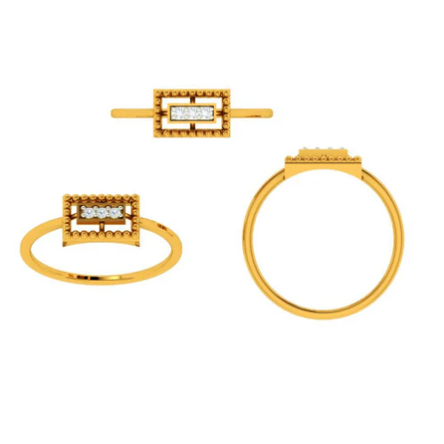 Impeccably Designed Diamond Studded Elegant & Intricate 14KT Gold Ring - Image 5