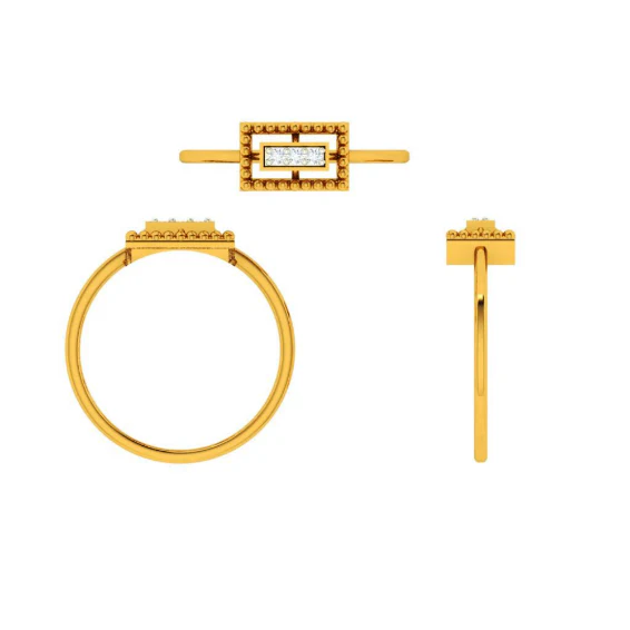 Impeccably Designed Diamond Studded Elegant & Intricate 14KT Gold Ring - Image 6