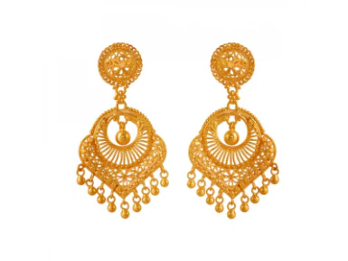 Intricately Designed 22k Gold Jhumka Style Earrings