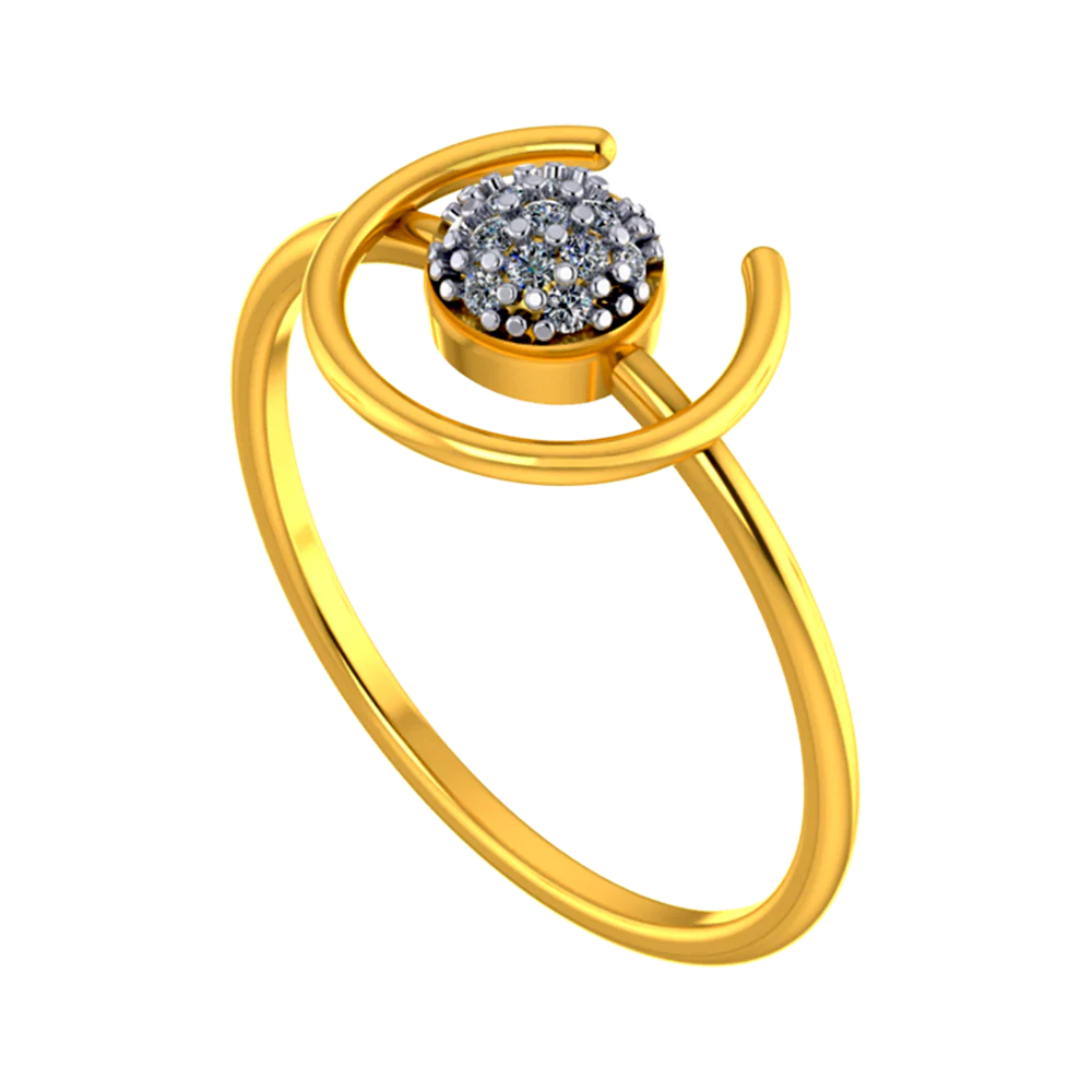 Intricately Detailed 18k Solitaire Ring With The Diamond Crowning On The Top - Image 2