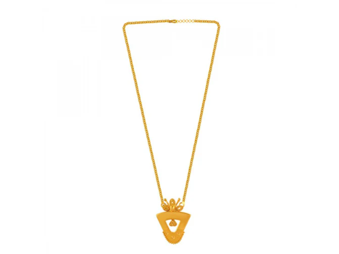 Inverted Triangle Shape 22k Gold Jewellery Set - Image 2