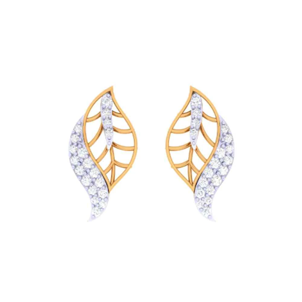 Leaf Motif Gold Earrings