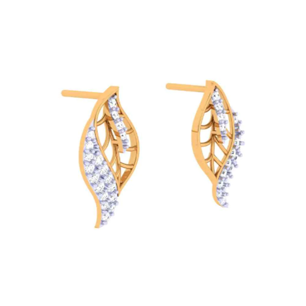 Leaf Motif Gold Earrings - Image 4