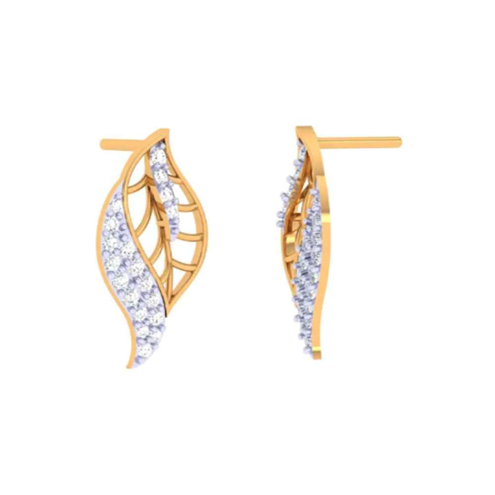Leaf Motif Gold Earrings - Image 5