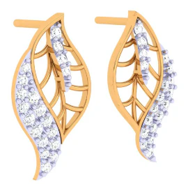 Leaf Motif Gold Earrings - Image 6