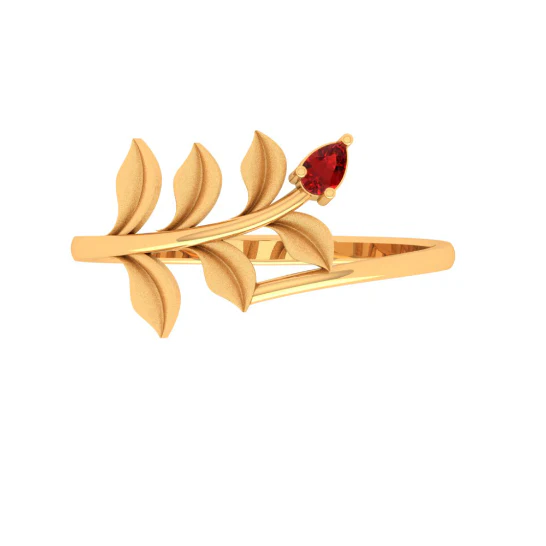 Leaf Motif Gold Ring - Image 2