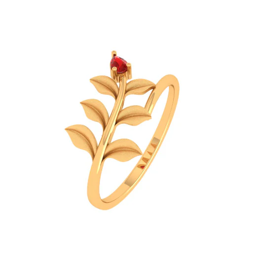 Leaf Motif Gold Ring - Image 3