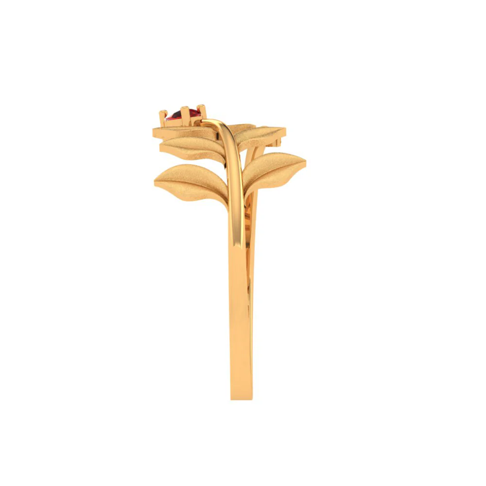 Leaf Motif Gold Ring - Image 5