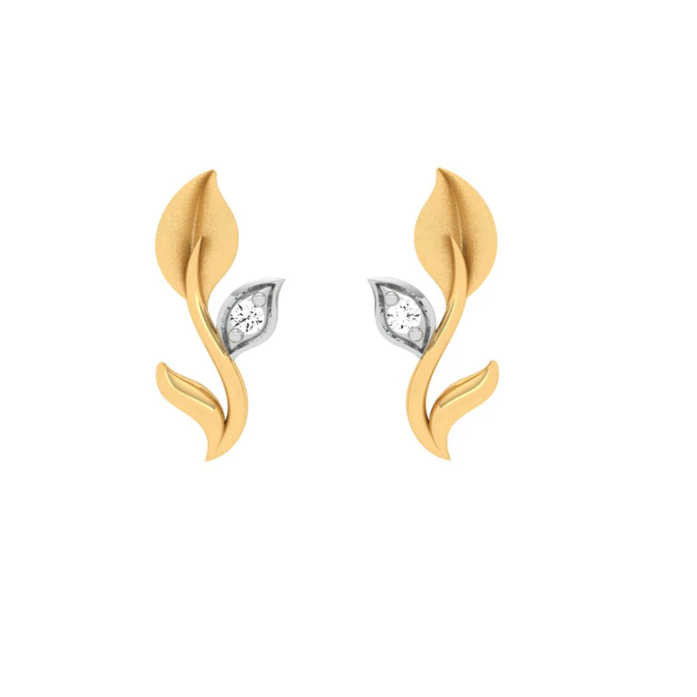 Leaf-shaped Gold Earring Design For Females And Ladies