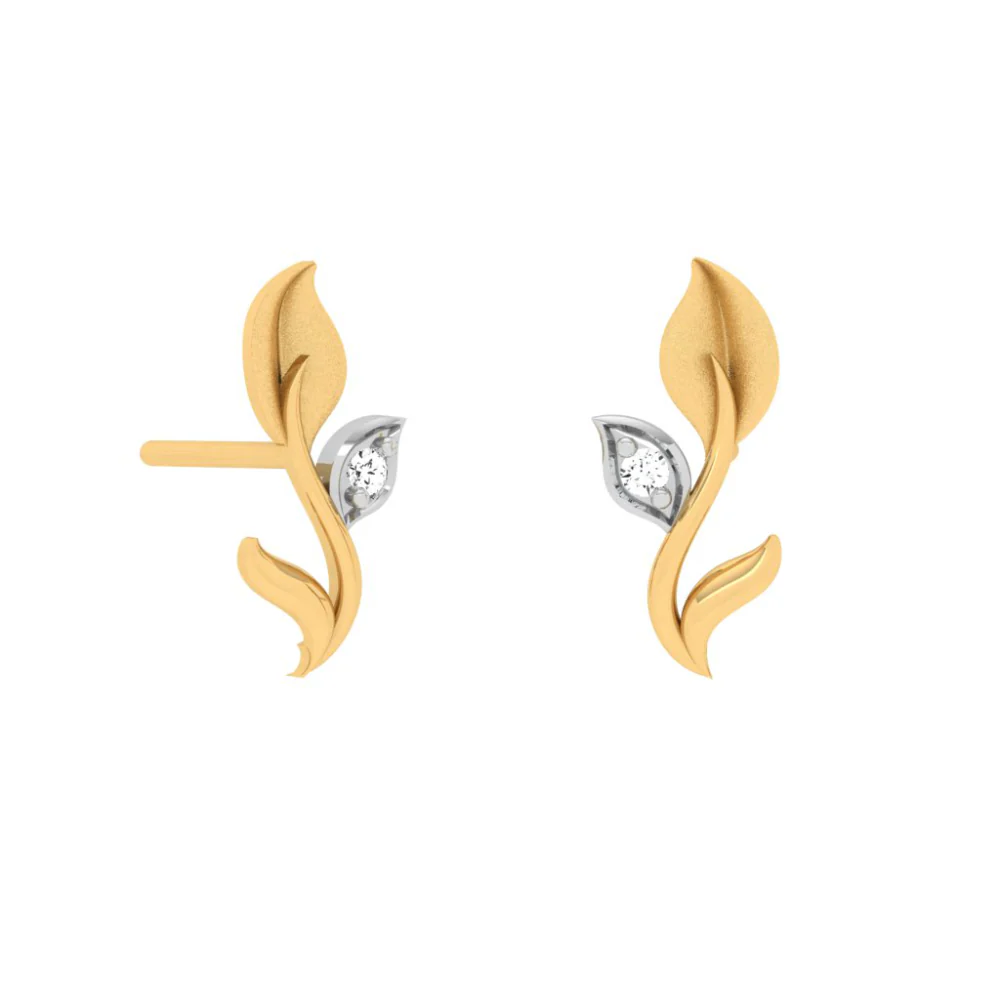 Leaf-shaped Gold Earring Design For Females And Ladies - Image 2