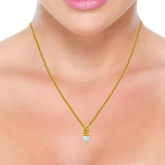 Leaf Themed Gemstone Studded Gold Pendant - Image 5