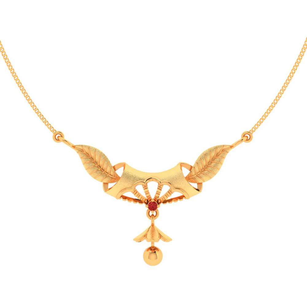 Leafy And Ball Drop 18k Gold Pendant