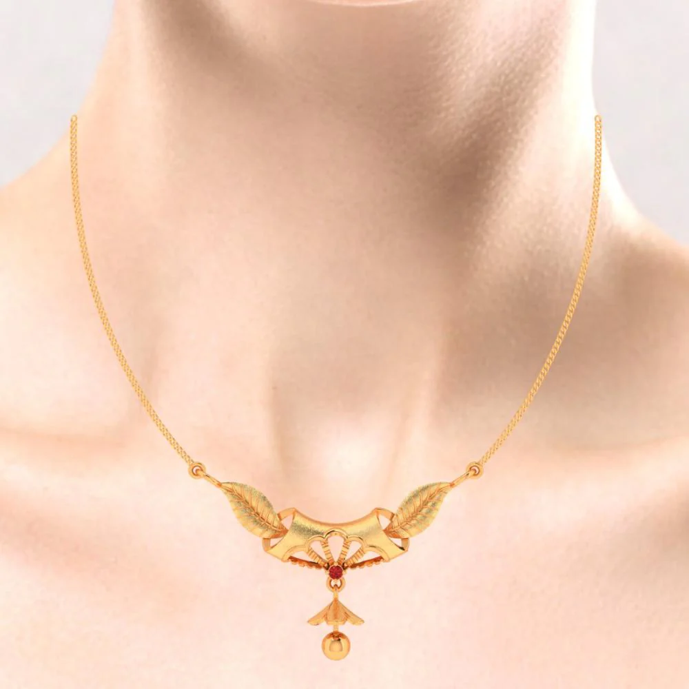 Leafy And Ball Drop 18k Gold Pendant - Image 5