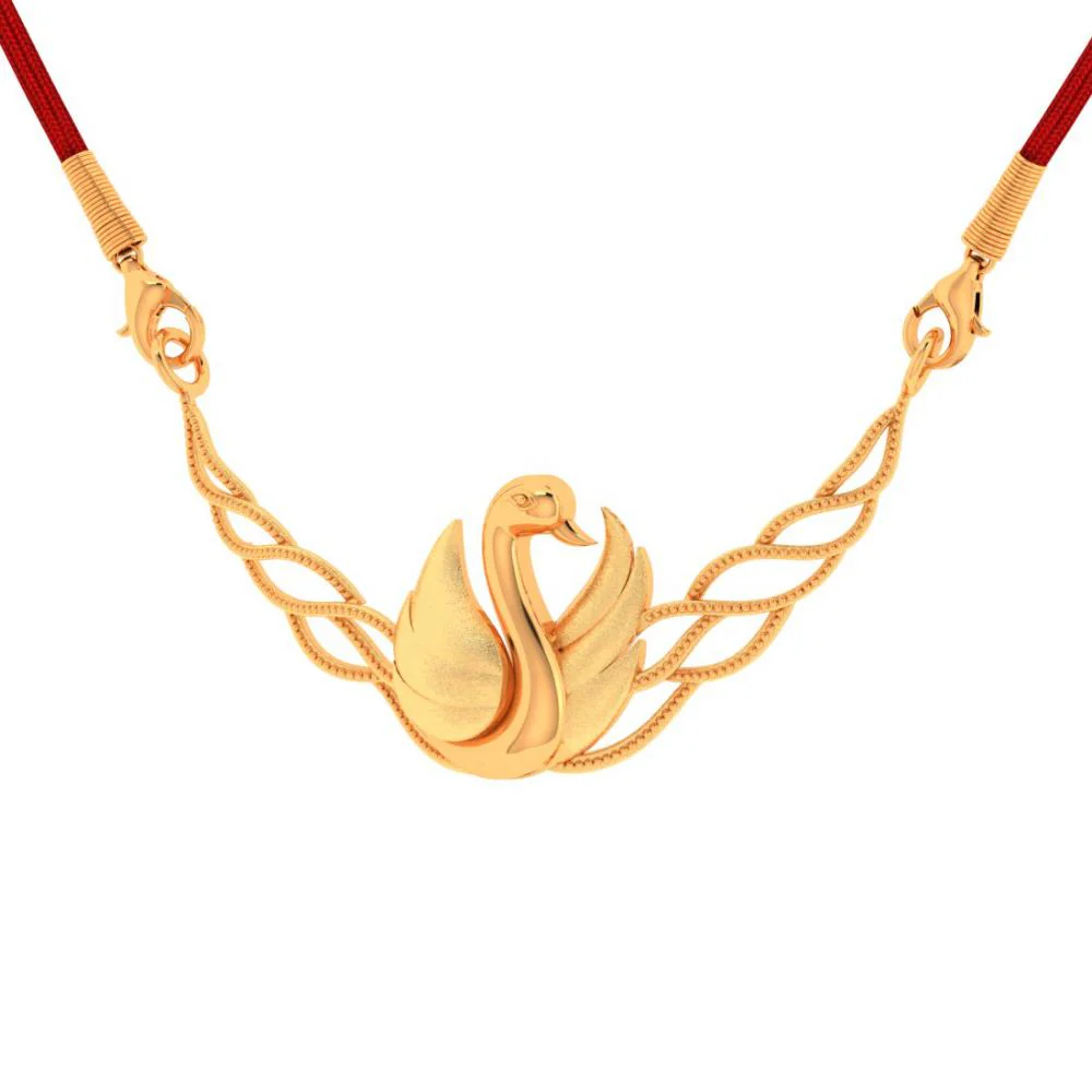 Leafy & Swan Designed 14k Gold Necklace - Image 4