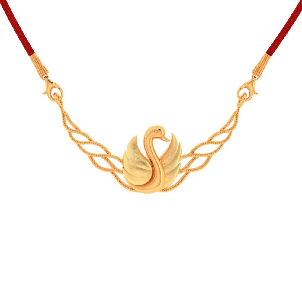 Leafy Swan Designed 18k Gold Necklace