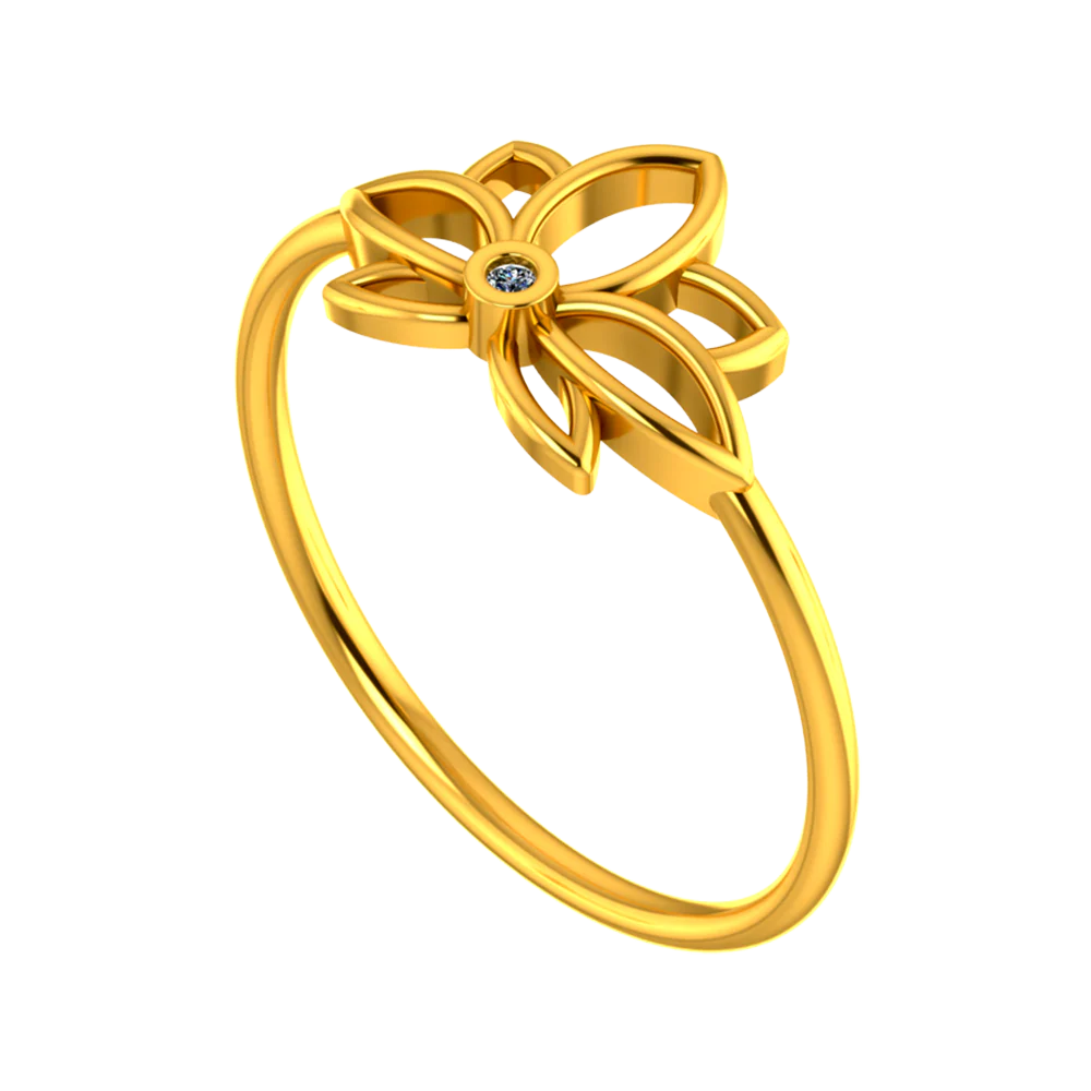 Lotus Shaped Floral Design On Top Of A 18k Diamond Ring - Image 2